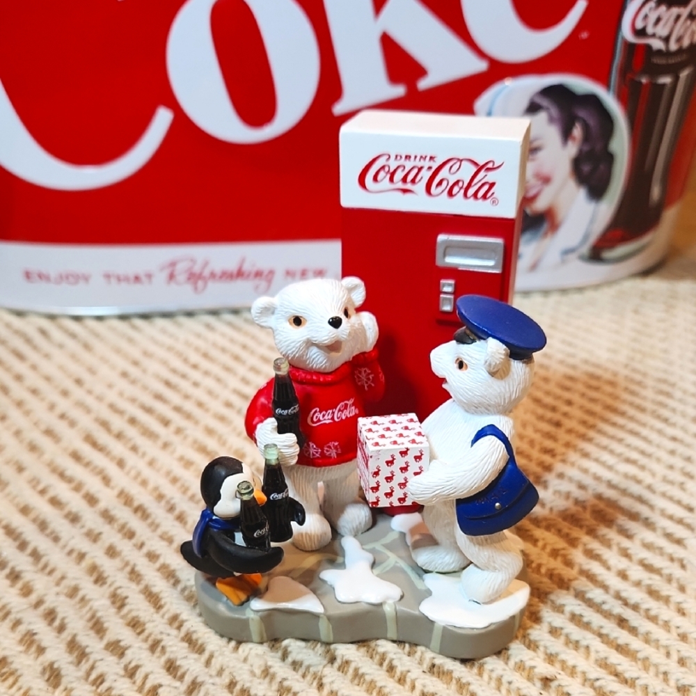 Coca-Cola Polar Bear Figurine with Penguin